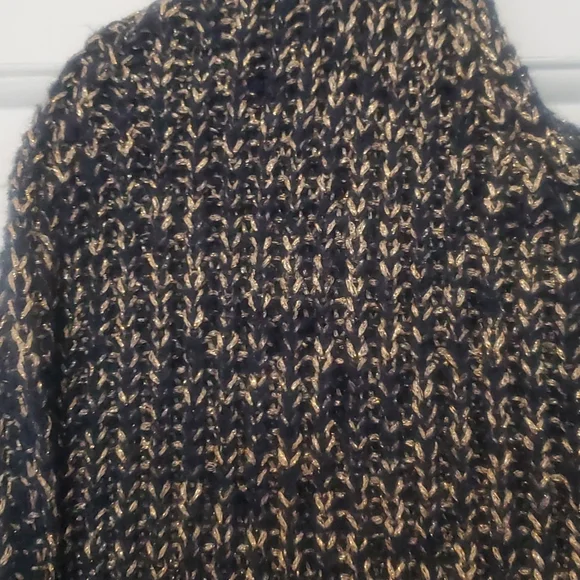 Lumiere Slouchy Knit Sweater Navy and Metallic Gold Sz M/L - Picture 5 of 5